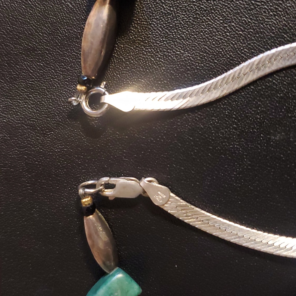 Mens Native American Sterling Silver Necklace Vintage Sterling Beads 25" L - Picture 4 of 5